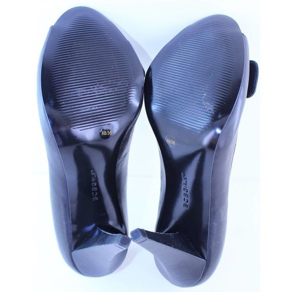 BCBG Bianca Black Leather Peep Toe Pumps Heels 6 M - Picture 12 of 12